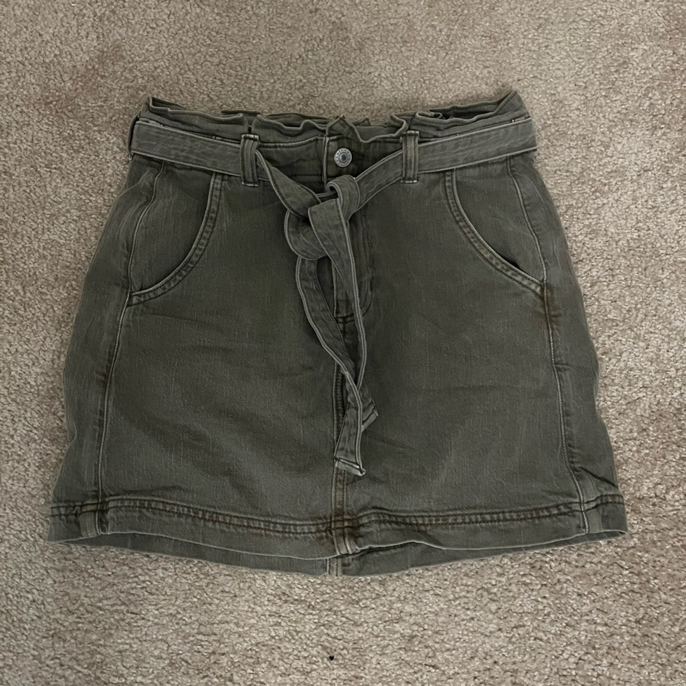 Olive green jean skirt